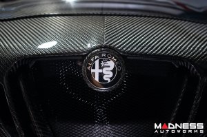 Alfa Romeo Emblems + Badges + Wheel Caps Kit - Black - "Alfa Romeo" + "Sportiva" Emblems + 2 AR Badges + 4 Center Caps